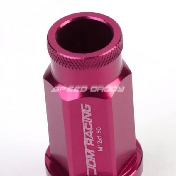 20X RACING RIM 50MM OPEN END ANODIZED WHEEL LUG NUT+ADAPTER KEY PINK #3 image