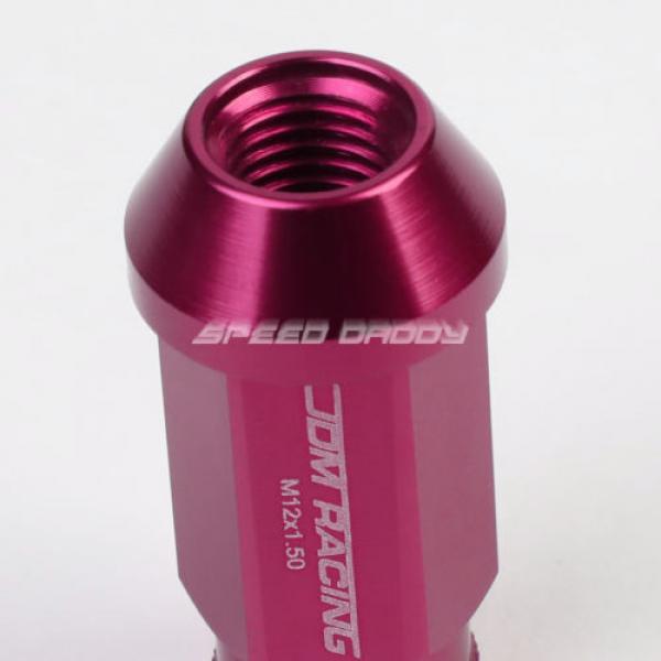 20X RACING RIM 50MM OPEN END ANODIZED WHEEL LUG NUT+ADAPTER KEY PINK #4 image