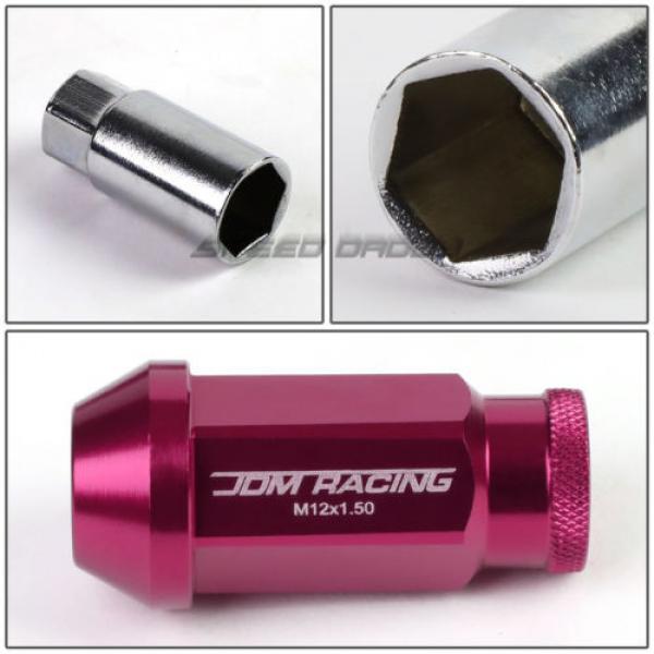 20X RACING RIM 50MM OPEN END ANODIZED WHEEL LUG NUT+ADAPTER KEY PINK #5 image