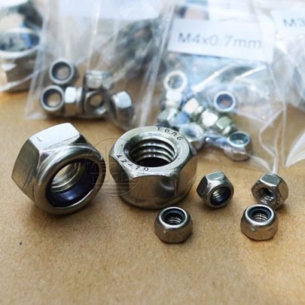 52Pcs Stainless Steel M3 M4 M5 M6 M8 M10 M12 Nylon Lock Hex Nuts Assortment Kit #3 image