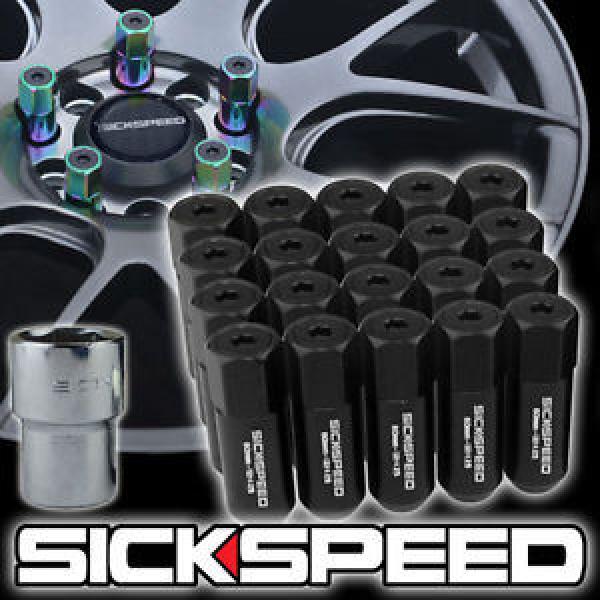 20 BLACK CAPPED ALUMINUM 60MM EXTENDED TUNER LOCKING LUG NUTS WHEELS 12X1.5 L17 #1 image