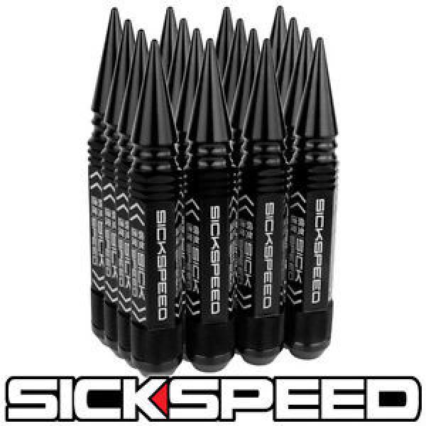 SICKSPEED 16 PC BLACK 5 1/2&#034; LONG SPIKED STEEL LOCKING LUG NUTS 12X1.25 L11 #1 image