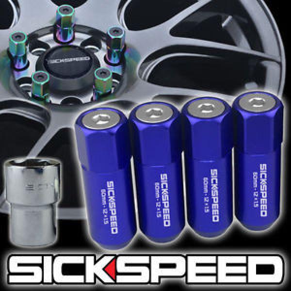 4 BLUE/POLISHED CAPPED ALUMINUM EXTENDED 60MM LOCKING LUG NUTS WHEELS 12X1.5 L02 #1 image