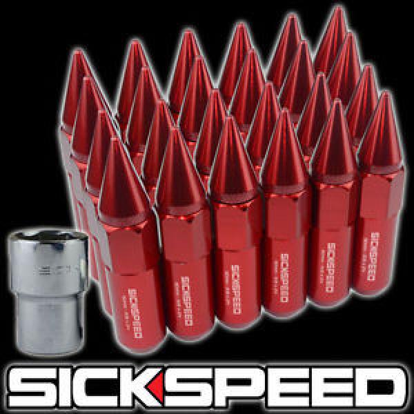 SICKSPEED 24 PC RED SPIKED ALUMINUM LOCKING LUG NUTS FOR WHEELS/RIMS 12X1.25 L13 #1 image