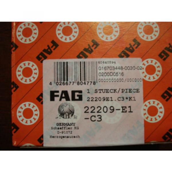 FAG Spherical Roller Bearing, 45mm x 85mm x 23mm Double Row 22209E1.C3 /1369eFE3 #2 image