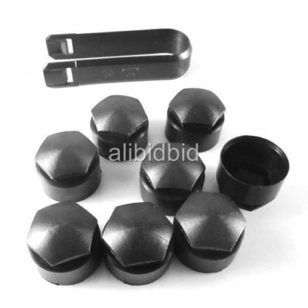 8x Blk Locking Wheel Lug Bolt Center Nut Covers 21mm Caps + Tools For AUDI VW #1 image