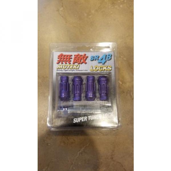 Muteki SR48 4pc lock kit 12x1.5 in Purple Taper Acorn Lug Nuts #1 image