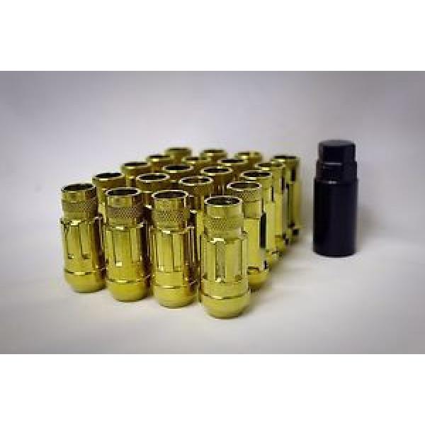 SYNERGY 12X1.5 20PC OPEN END STEEL EXTENDED LUG NUTS GOLD LOCK+KEY #1 image