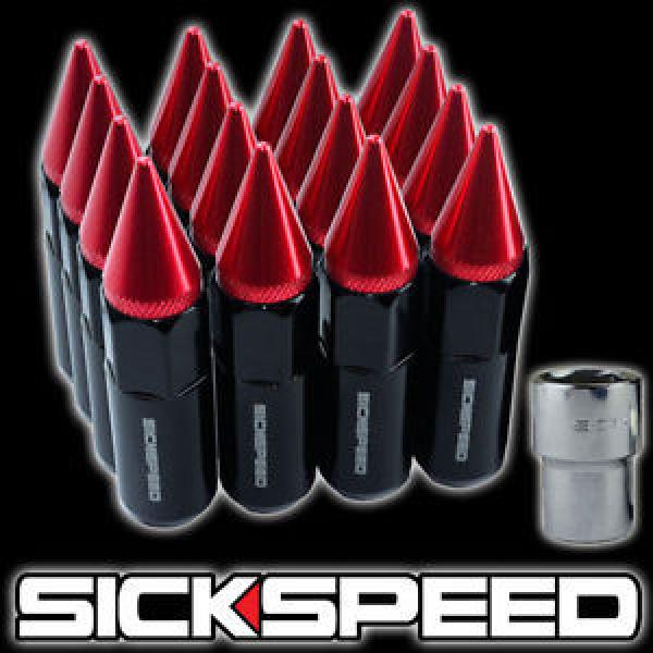 SICKSPEED 16 BLACK/RED SPIKED EXTENDED 60MM LOCKING LUG NUTS WHEELS 1/2x20 L30 #1 image
