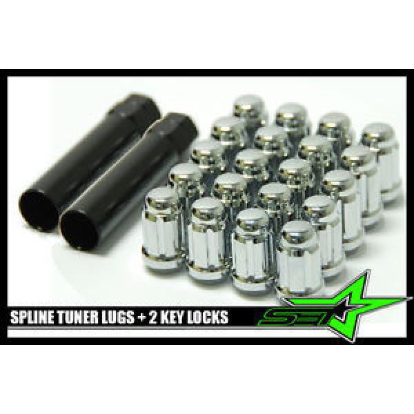 20 CHROME SPLINE TUNER RACING LUG NUTS + 2 KEYS 12X1.5 LOCKING SECURITY LUGS #1 image