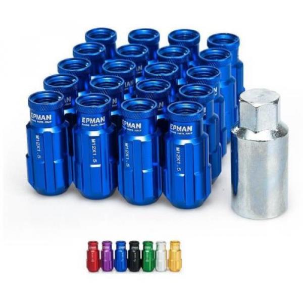 BLUE Tuner Anti-Theft Wheel Security Locking Lug Nuts 51mm M12x1.25 20pcs #1 image