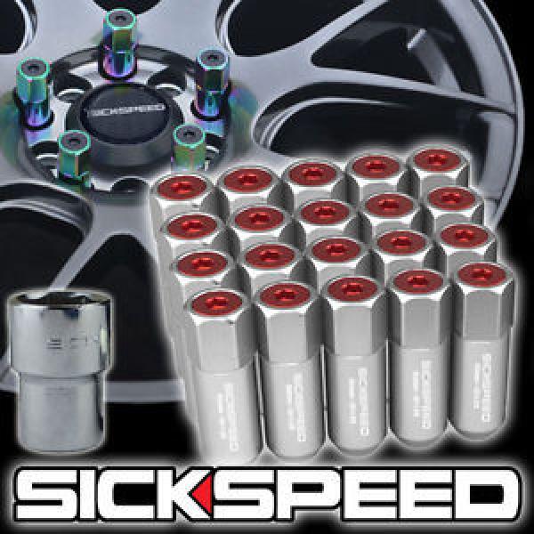 20 POLISHED/RED CAPPED ALUMINUM EXTENDED 60MM LOCKING LUG NUTS WHEELS 12X1.5 L07 #1 image