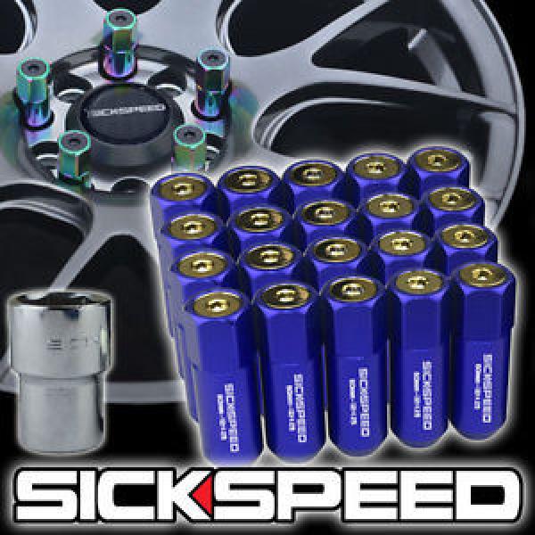 20 BLUE/24K GOLD CAPPED EXTENDED 60MM LOCKING LUG NUTS FOR WHEELS 12X1.5 L07 #1 image