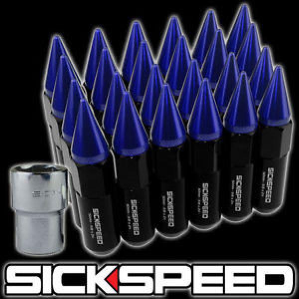 SICKSPEED 24 BLACK/BLUE SPIKED ALUMINUM LOCKING 60MM LUG NUTS WHEELS 12X1.25 L13 #1 image
