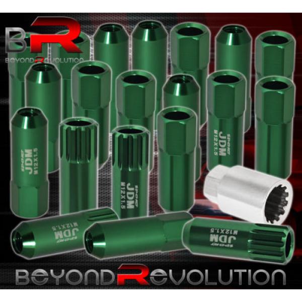 FOR CHRYSLER 12x1.5MM LOCK LUG NUTS OPEN END EXTEND ALUMINUM 20 PIECE SET GREEN #1 image