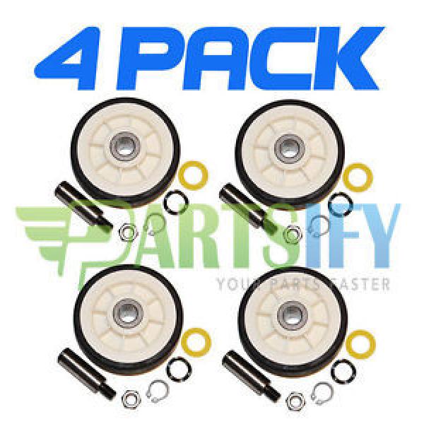 4 PACK - NEW AP4008534 DRYER SUPPORT ROLLER WHEEL KIT FOR MAYTAG AMANA WHIRLPOOL #1 image