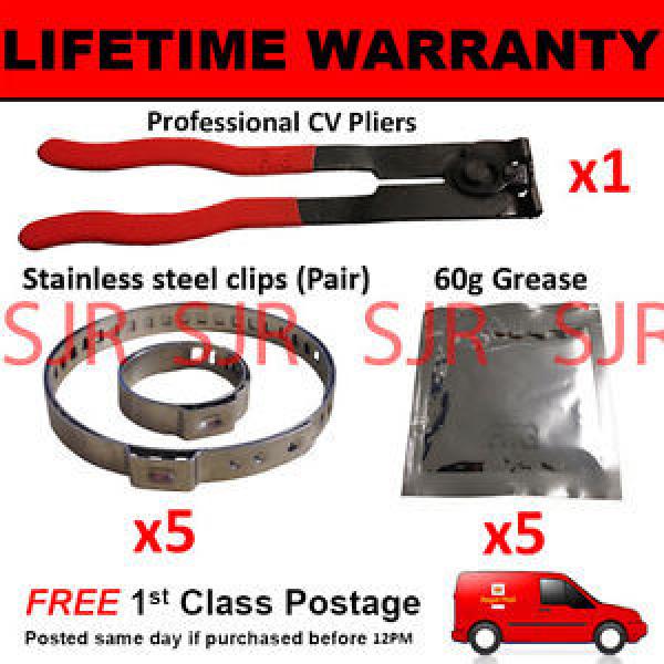 CV BOOT CLAMPS PAIR INNER &amp; OUTER x5 CV GREASE x5 EAR PLIERS x1 KIT 4.5 #1 image